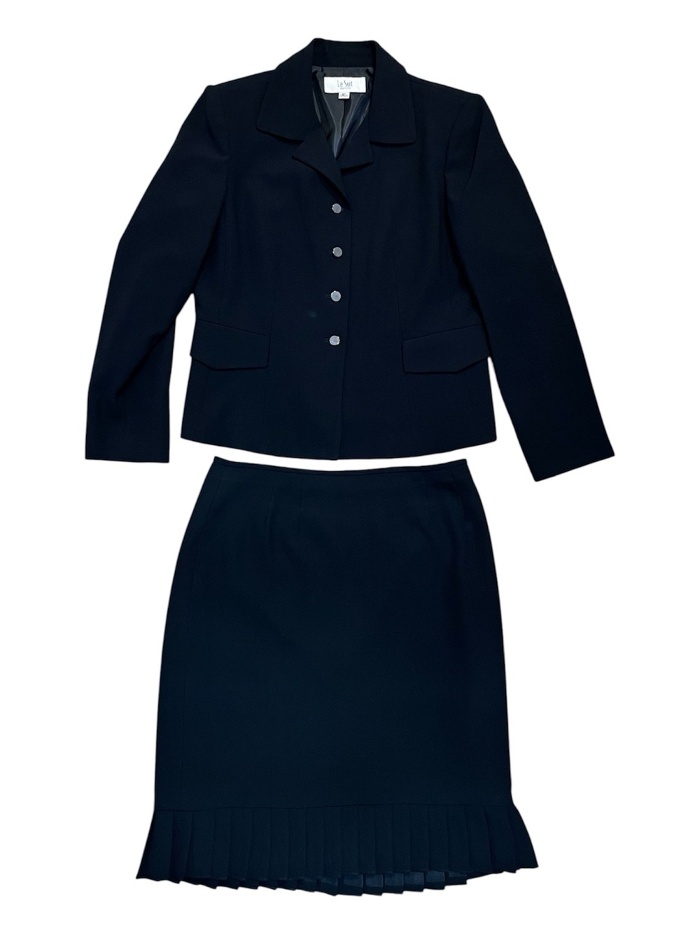 Vintage Y2K Le Suit Blazer & Skirt Set Pleated Hem Size 8 Petite